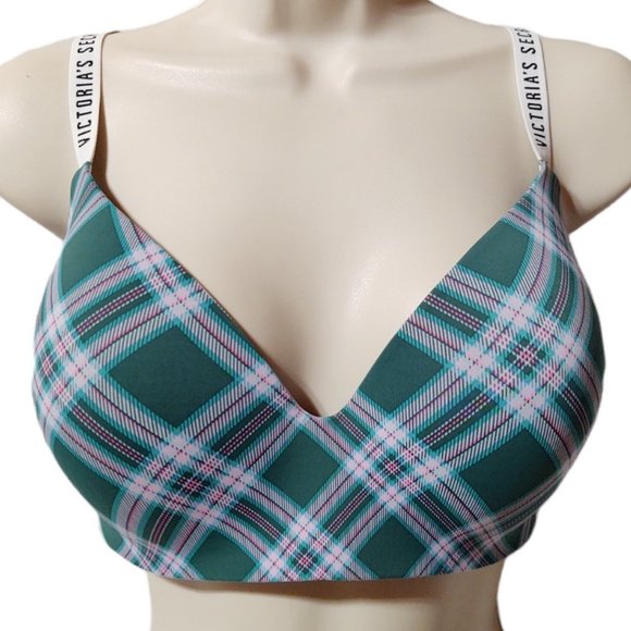 Victoria's Secret Other - Victoria's Secret Bra 34DDD T-Shirt Lightly Lined Wireless Green Plaid